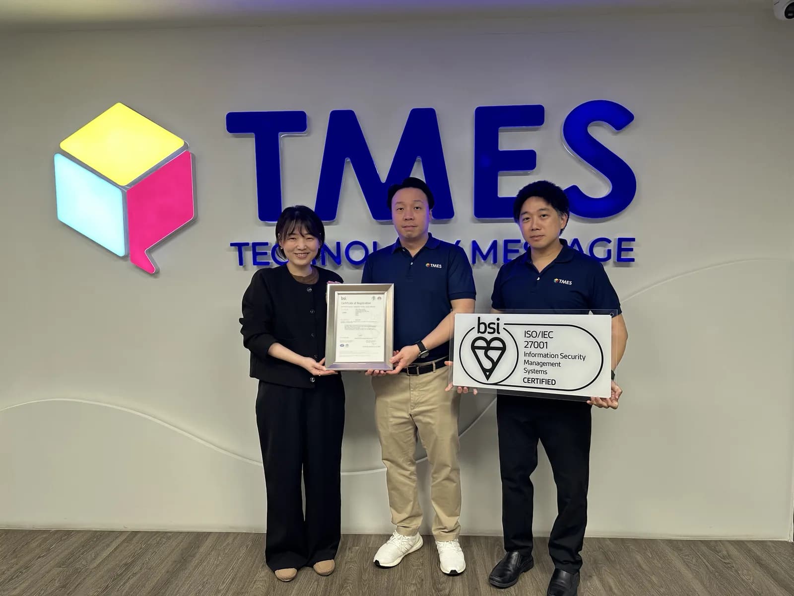 TMES receiving ISO/IEC 27001 certification from BSI