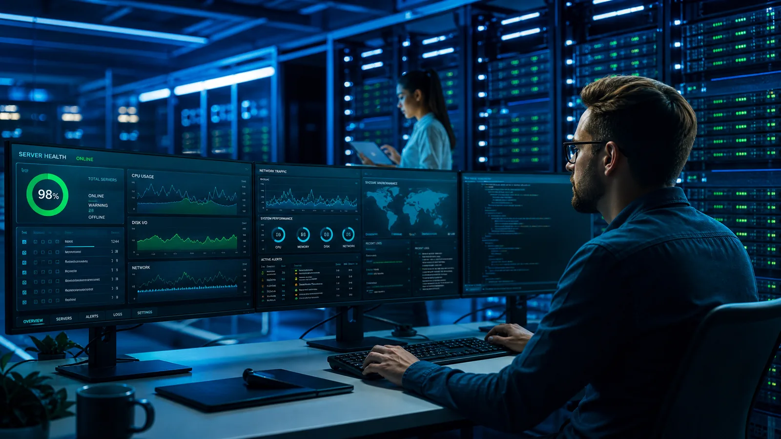 Engineers working through a managed services queue